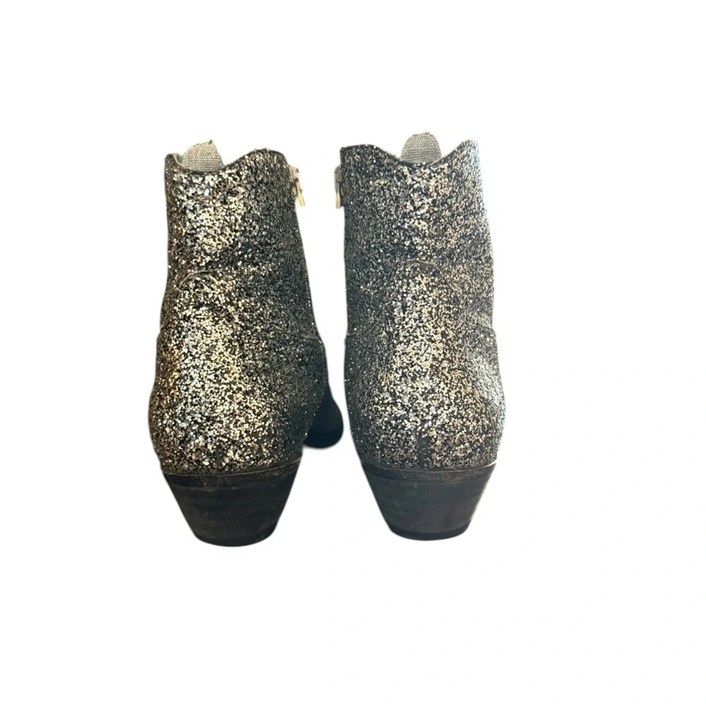 Golden Goose Glitter Sparkling Silver Western Ankle Booties